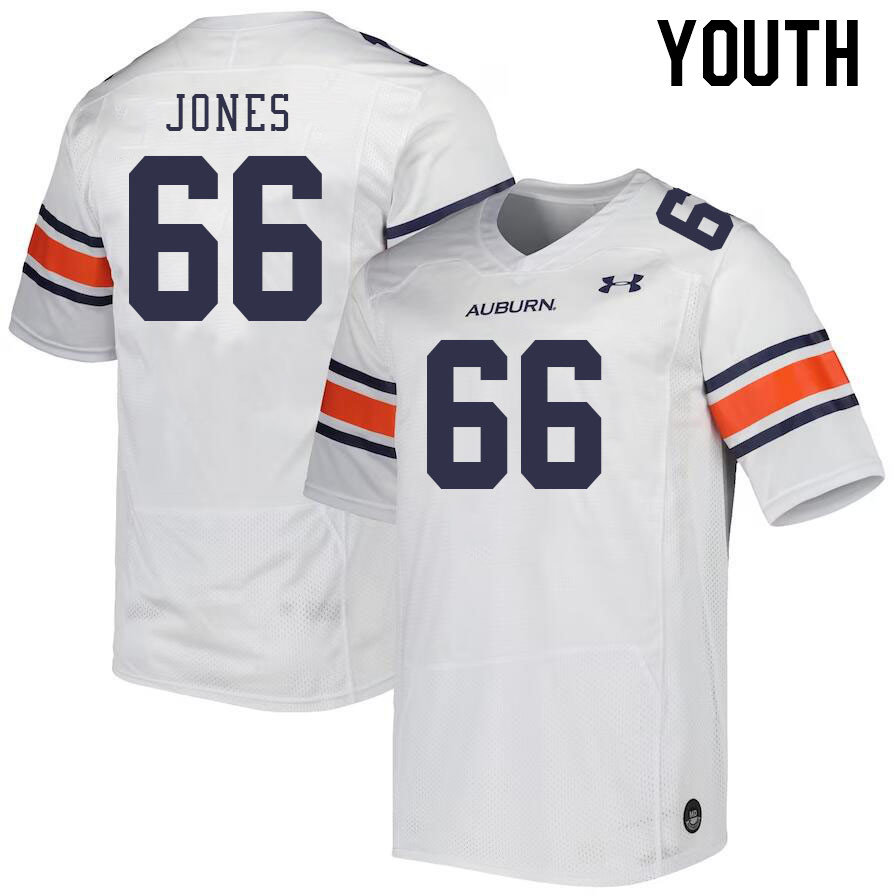 Youth #66 Avery Jones Auburn Tigers College Football Jerseys Stitched-White
